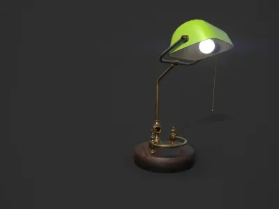 Table lamp old antique worldwar 2 Low-poly 3D model