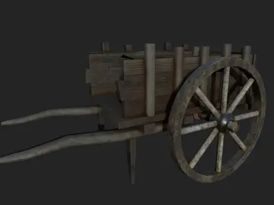 Medieval Market Cart Low-poly 3D model