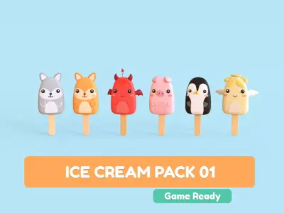 Ice Cream Pack 01 Low-poly 3D model
