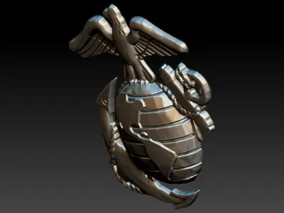 USA Marines Insignia CNC Eagle Globe artcam aspire relief  3D model