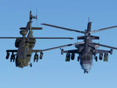 Military Helicopters Rigged And Animated - Game Ready 3D Model Pack