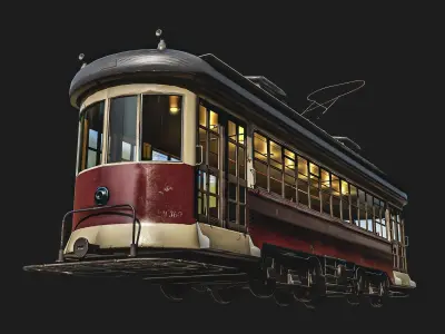 Old Tram Low-poly 3D model get