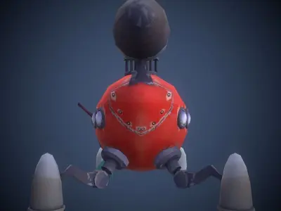 Spaceship model with rocket Low-poly 3D model