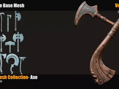20 Axe Base Mesh Low-poly 3D model