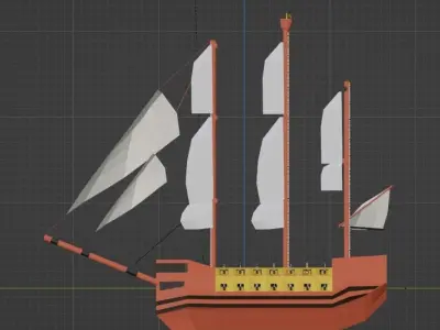 War Frigate Low-poly 3D model