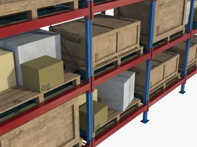 Warehouse Rack Low-poly 3D model purchase