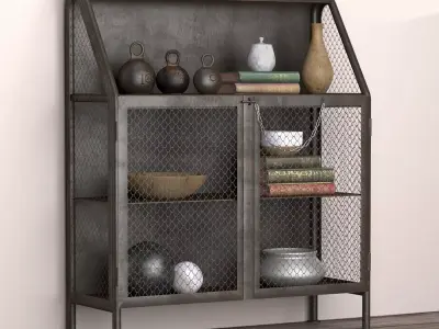 Vintage French Factory Bar Cart 3D model