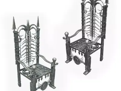 Metal Throne in two Materials 3D model