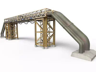 Industrial facility Low-poly 3D model