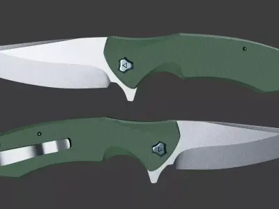 Khaki folding knife 3D model