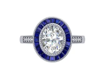 Oval Art Deco Ring 3D print model 21