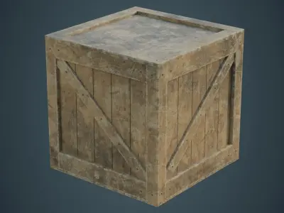 Wooden Box 1B Low-poly 3D model