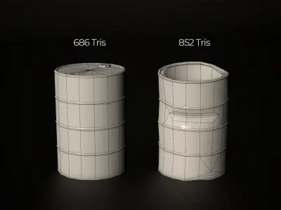 Low-poly game-ready barrels models Low-poly 3D model