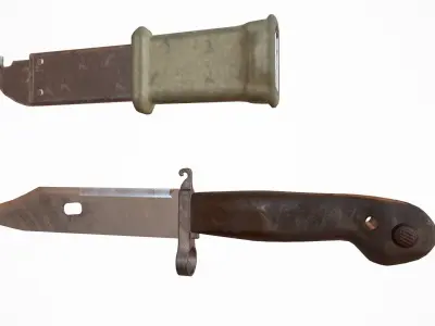 Russian AK Bayonet and Sheath Low-poly 3D model