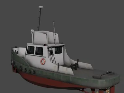 River tugboat 3D model Low-poly 3D model
