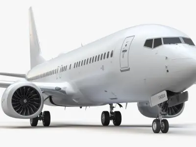 White Boeing 737 MAX 8 Rigged 3D model