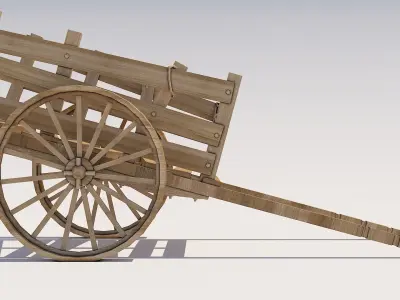 Wooden Cart Low-poly 3D model
