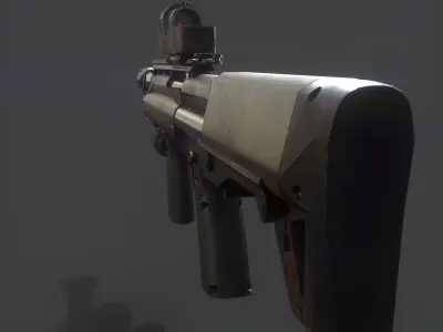 Shotgun gun with light Low-poly 3D model