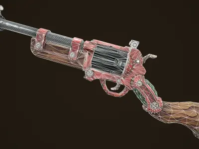 Modular combat rifle shotgun revolver Low-poly 3D model