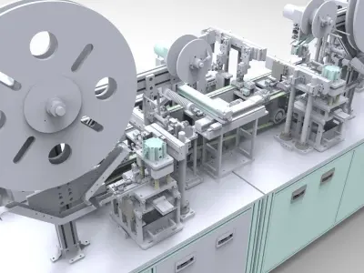 Automatic cutting and automatic feeding assembly line 3D model
