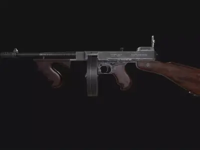 M1928A1 Thompson Submachine Gun Low-poly 3D model