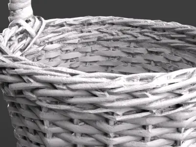 Wooden Wicker Basket 3D model