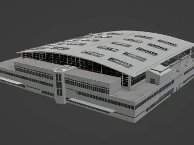 Stuttgart airport part Low-poly 3D model
