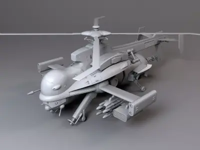 Jigabachi helicopter with guns 3D model