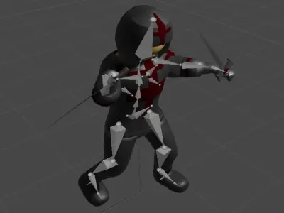 set of templar knights Low-poly 3D model