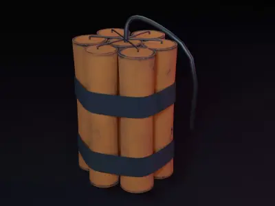 Dynamite Game Ready - Low Poly 3d Model orange Low-poly 3D model