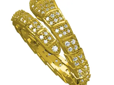 Antique Snake Shaped Multi Section Diamond Ring for Women 3D print model