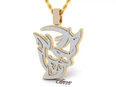 Custom SRT Dodge Hellcat Diamond Pendant - SRT Demon Face  3D print model buy