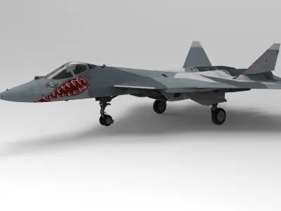 Sukhoi Su-57 Felon with Cockpit Low-poly 3D model