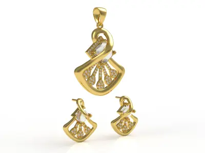 Diamond Pendant Set 12 3D print model