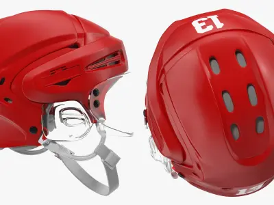 Red Hockey Helmet 3D model