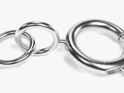 Chain End - Silver Spring Ring Jewelry Clasp with Links 3D model