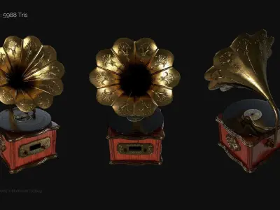 Modern Bluetooth Gramophone Low-poly 3D model