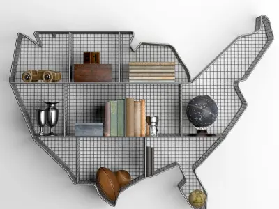 SHELF USA MAP ZINC Low-poly 3D model