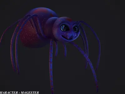 cartoon spider Low-poly 3D model