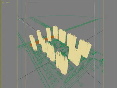 Architecture residential complex in middle of city 3D model