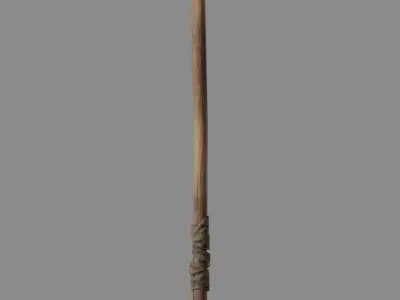 Medieval wooden shovel Low-poly 3D model