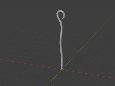 Stylized Wizard Simple Wooden Staff Low-poly 3D model