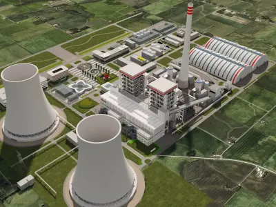 Thermal power plant - nuclear power plant - chemical plant 3D model