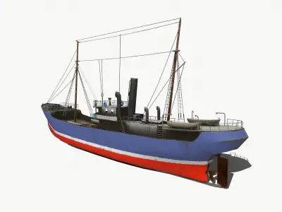 Old Fishing boat low-poly PBR Low-poly 3D model