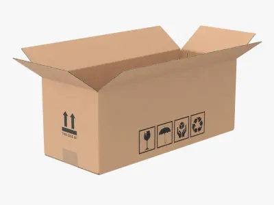 Cardboard Box 50x20x20 Half Open 3D model