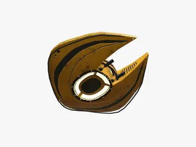 Alien Spaceship UFO D08 Yellow Dirt - Sci Fi Spacecraft Design Low-poly 3D model