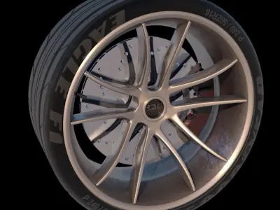 5 Spoke Sports Racing Car Tire and Wheel Free low-poly 3D model
