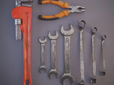Tools wrenches and pliers Free 3D model