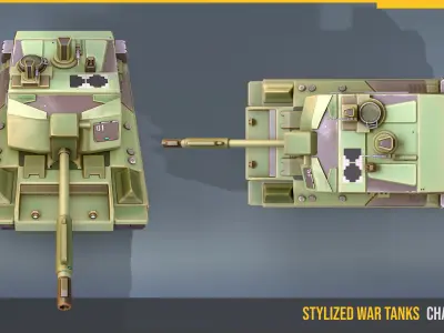 Stylized Tank Challenger 2 Low-poly 3D model