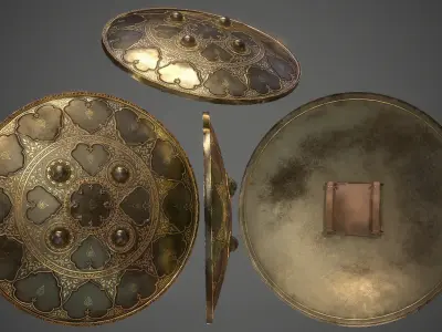 Indian style Dhal Shield - Low Poly Low-poly 3D model